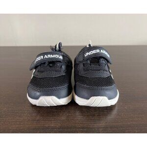 Under Armour Infant Size 4 Black Running Shoes Sneaker Hook And Loop Closure